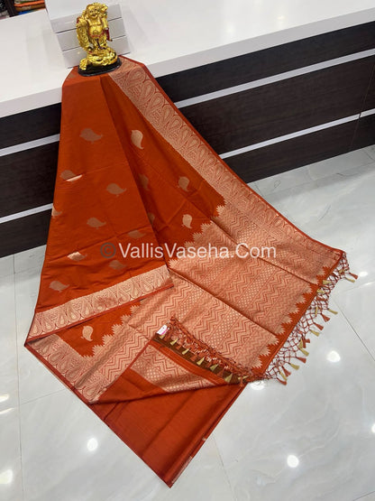 Banarasi - Heritage Silk - Semi Kathan Silk - Rust Orange Shade - VVBHS005
