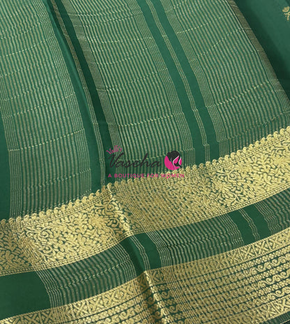 Semi Mysore Crepe Silk  - Green Shade - VVSMC004