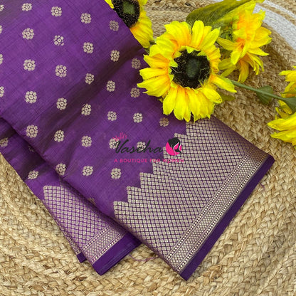 Semi Tussar Silk Saree | Purple Shade |VVSTS057