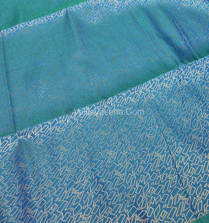 Semi Soft Silk   - Borderless - Contemporary Design - Peacock Blue Shade -VVSSS012
