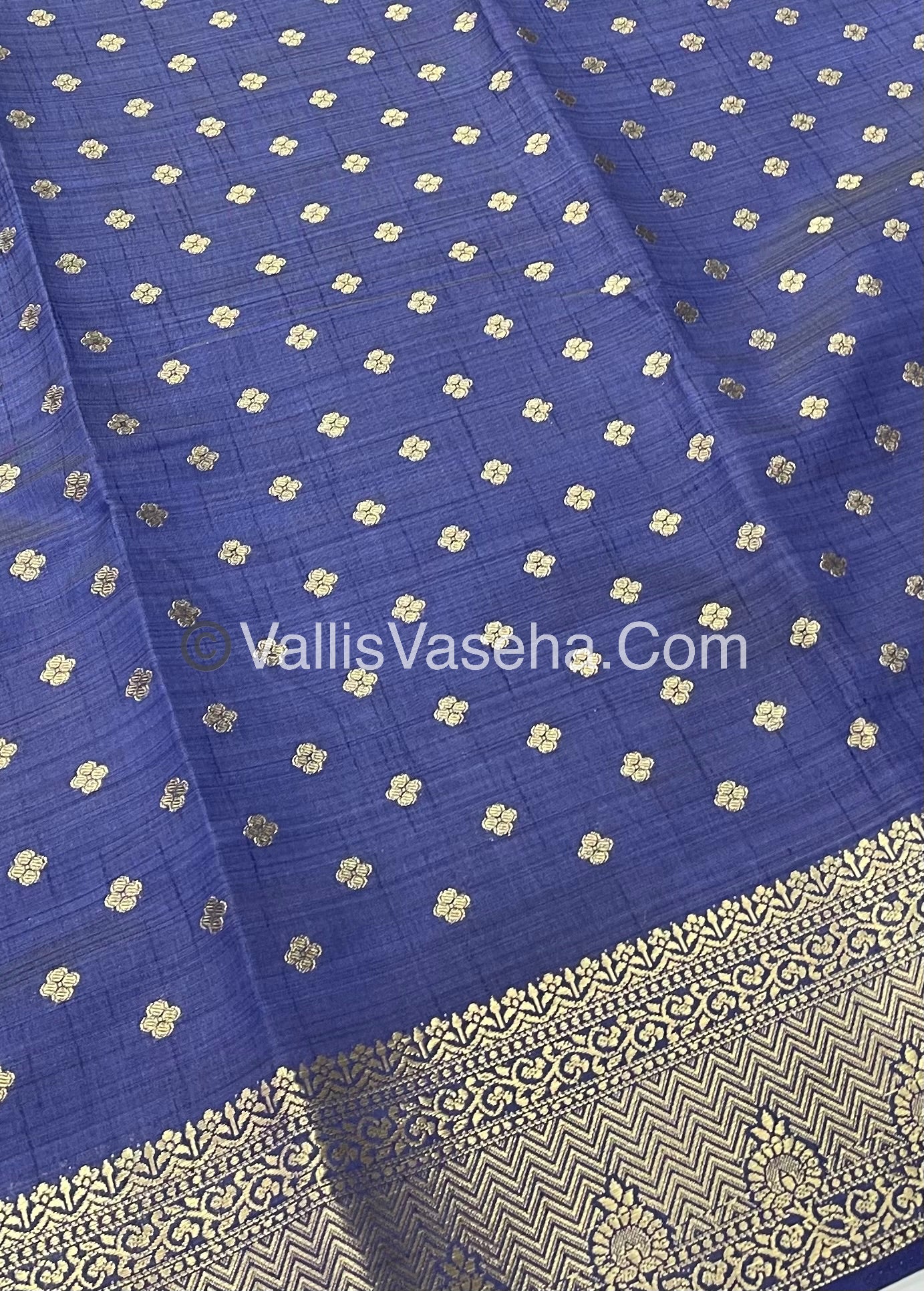 Semi Tussar Silk  - Navy Blue Shade  - VVSTS015