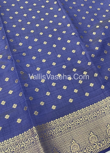 Semi Tussar Silk  - Navy Blue Shade  - VVSTS015