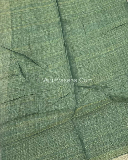 Tissue Linen Saree - Cloud Design - Green Shade - VVTLS002