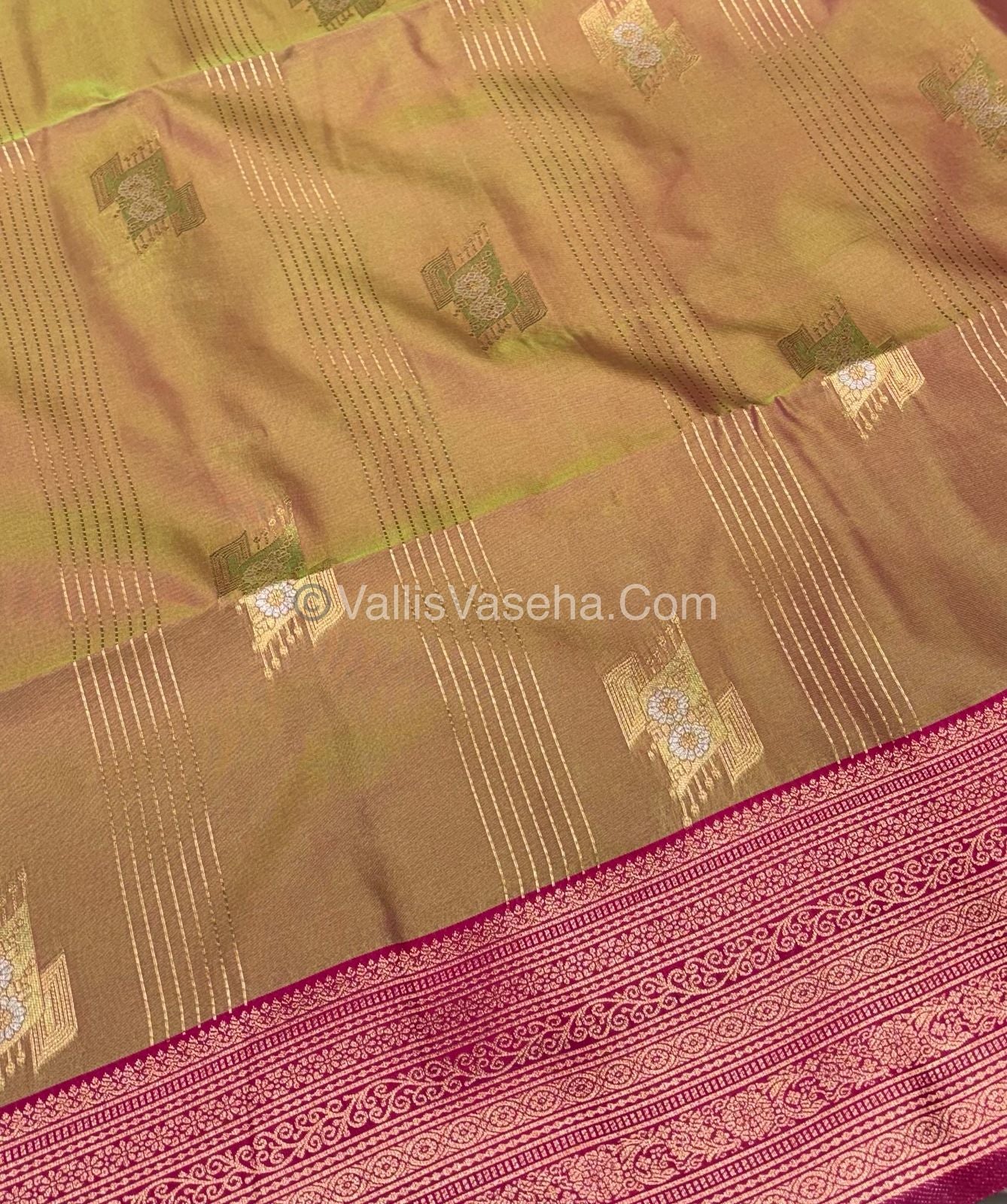 Semi Soft Silk - Dual Tone Mustard With Pink Shade -VVSSS032 - 7