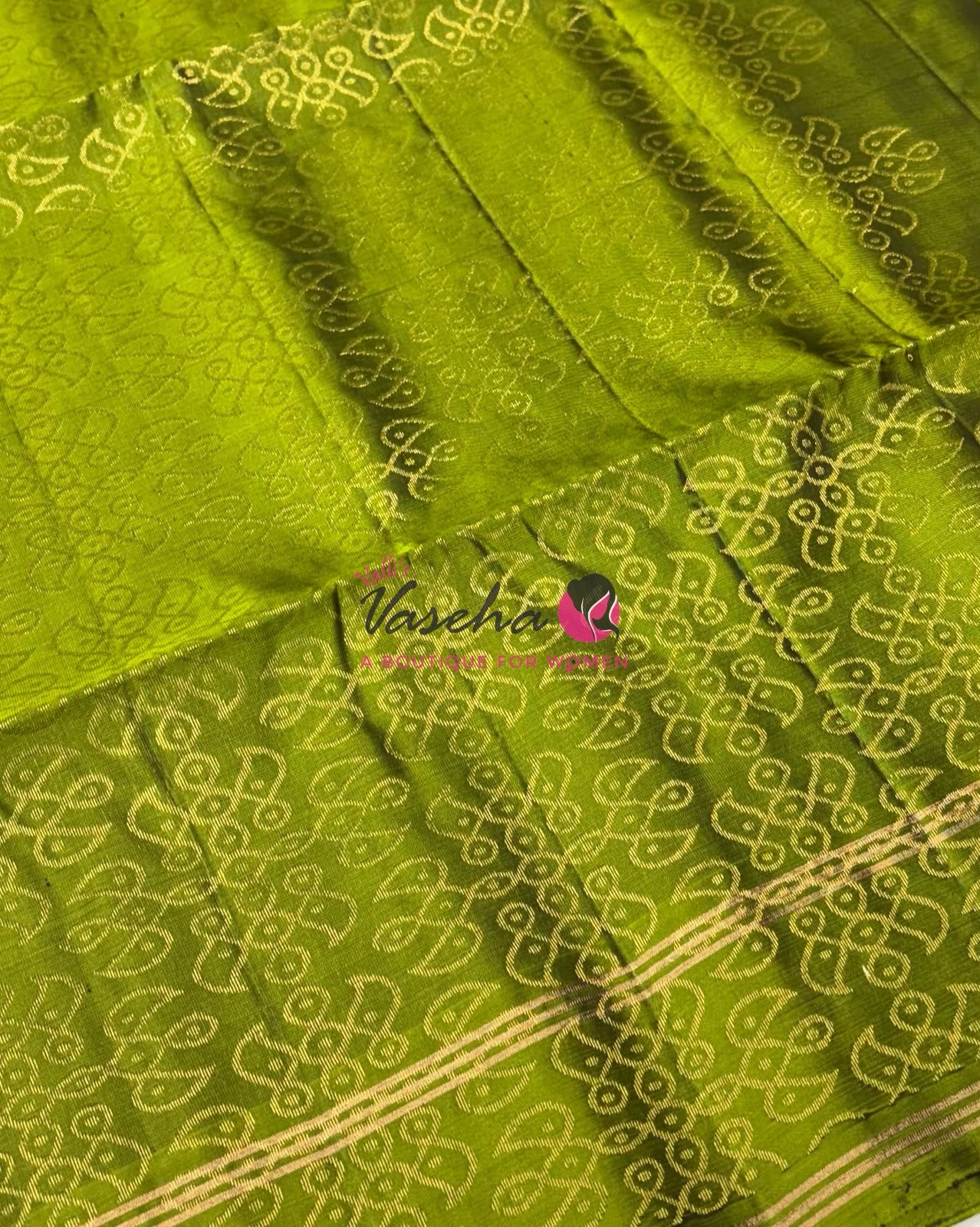 Half Mixed Soft Silk Saree - Kolam Design - Green & Light Green Shade - VVPSS077