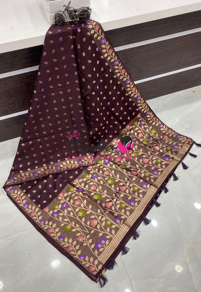 Banarasi - Heritage Meenakari Silk - Brown Shade - VVBHS012