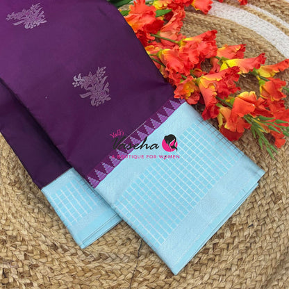 Semi Kanchi Silk  - Purple & Blue - VVSKS007