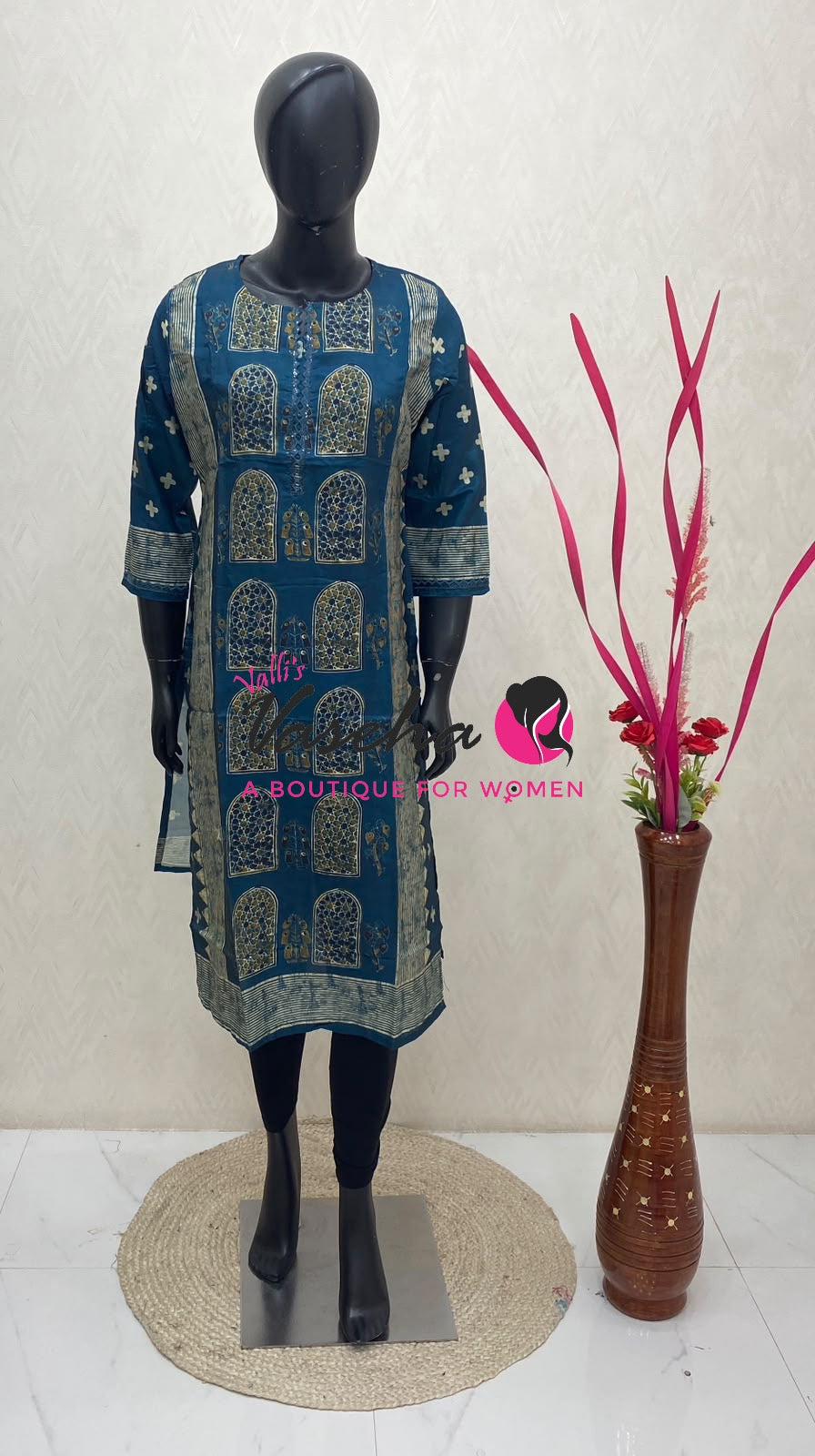 Ready Made - Semi Muslin Silk  - Straight Cut Kurti - VVRK009