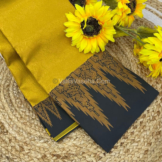 Kanchi Semi Silk  - Yellow with Black  - VVKSS003