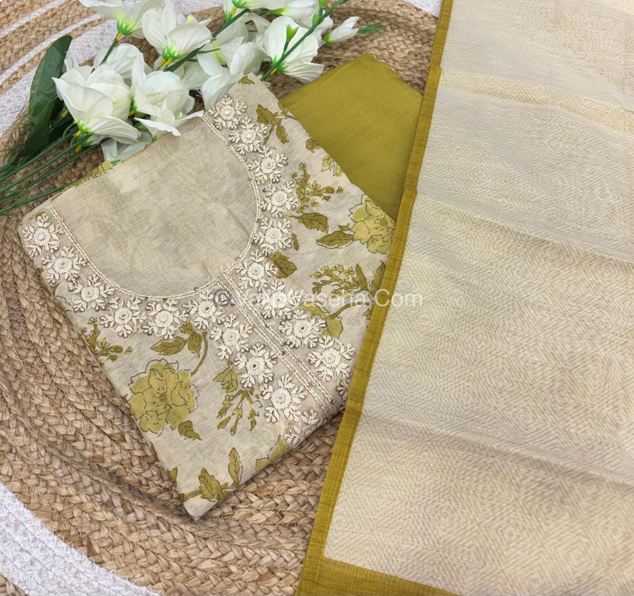 Tissue Linen Salwar Material  | VVUSM020