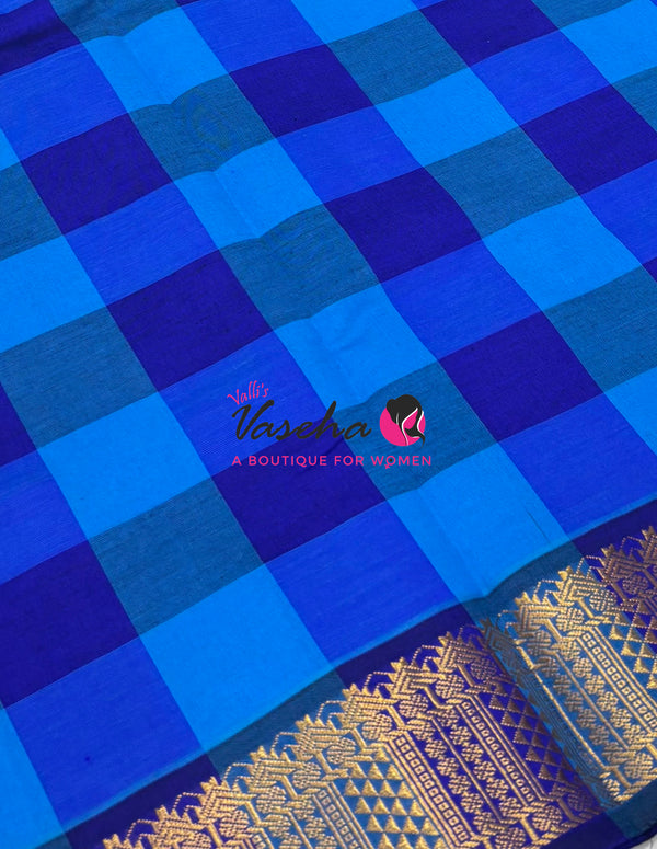 Semi Silk Cotton Saree |  Pazhum Pazhamum Checks Design |VVSSC018
