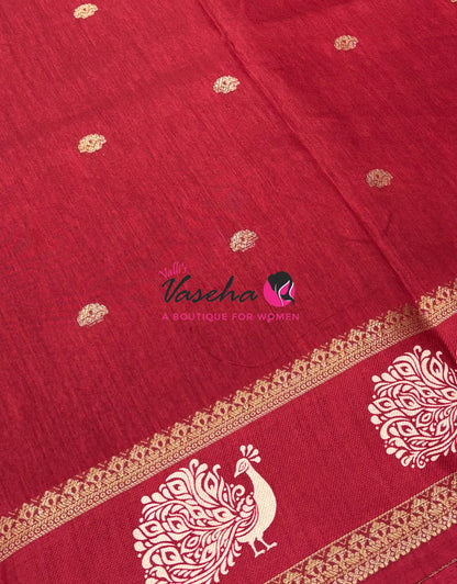 Casual Wear Sarees - Semi Binny / Semi Dola Silk - Maroon Shade - VVSDS007