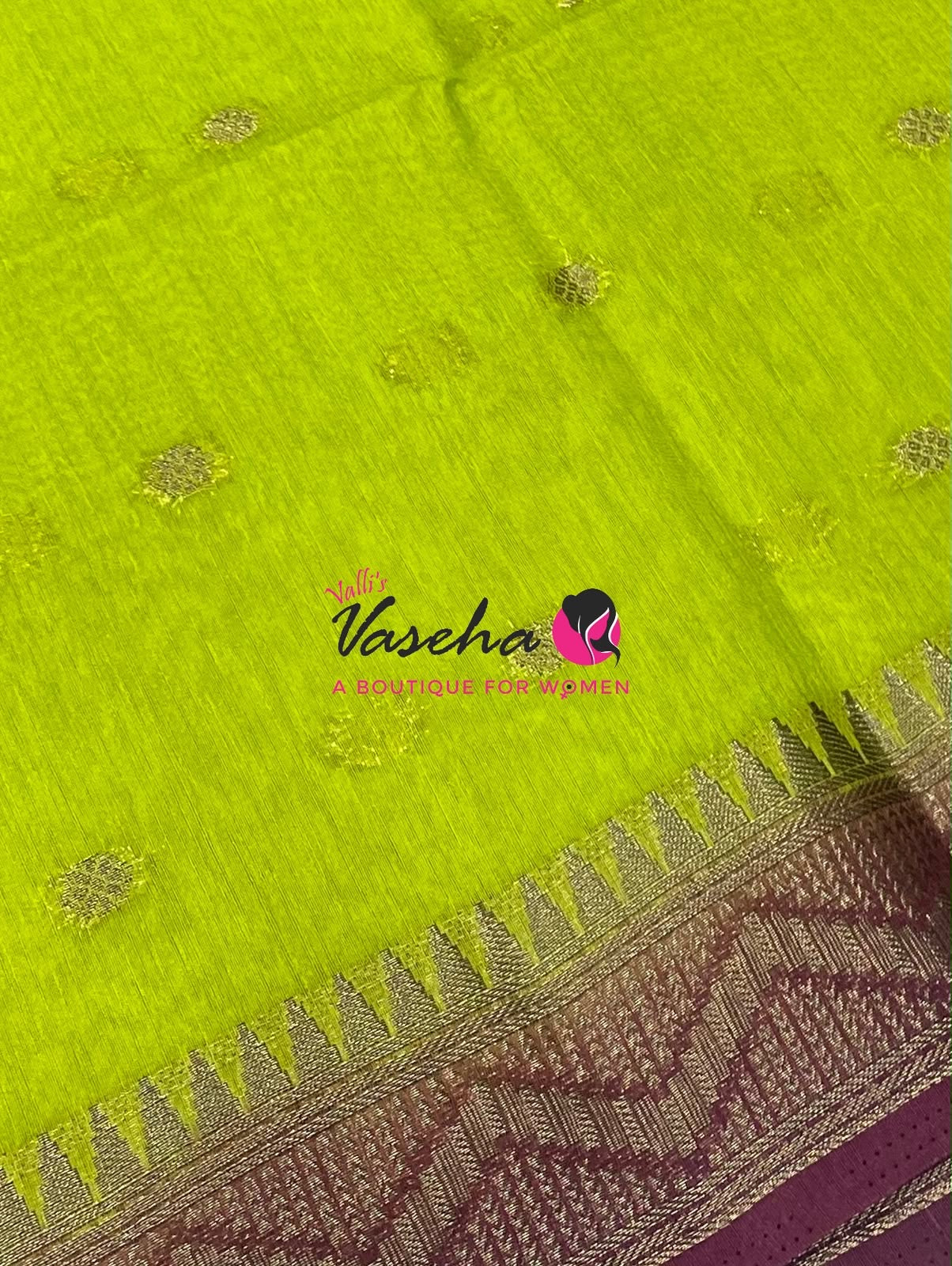 Semi Jute Silk Saree - Green With Maroon Shade- VVSJS002