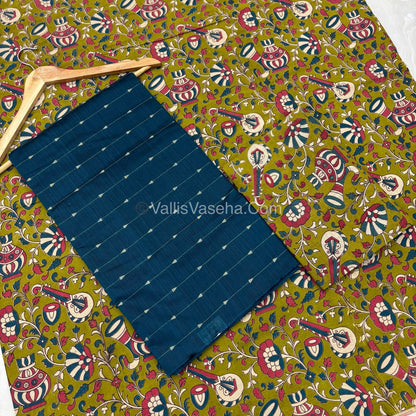 Unstitched Salwar Material -Raw Silk - Ramar Blue Shade  - VVUSM012