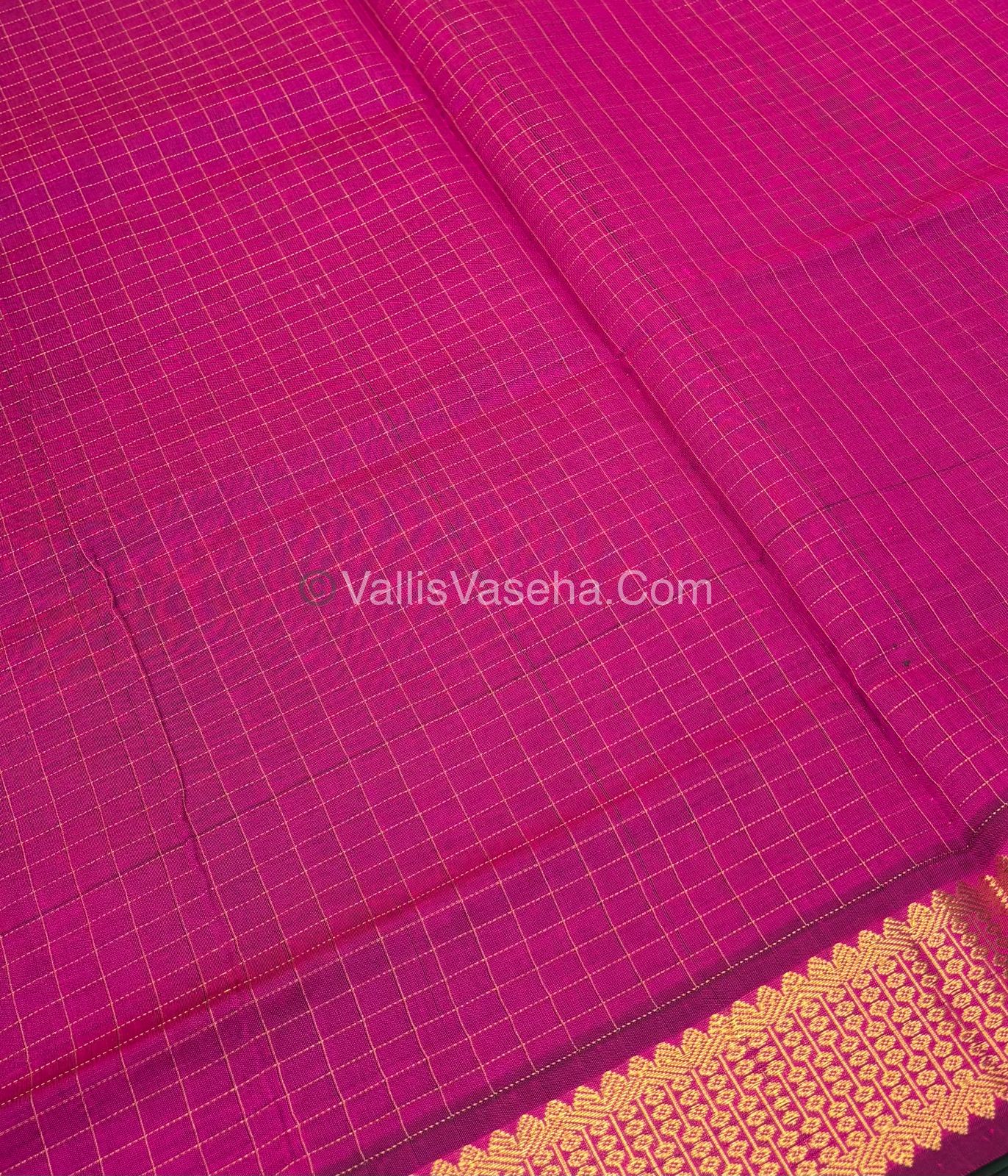 Semi Silk Cotton Saree - Green With Pink shade - VVSSC003