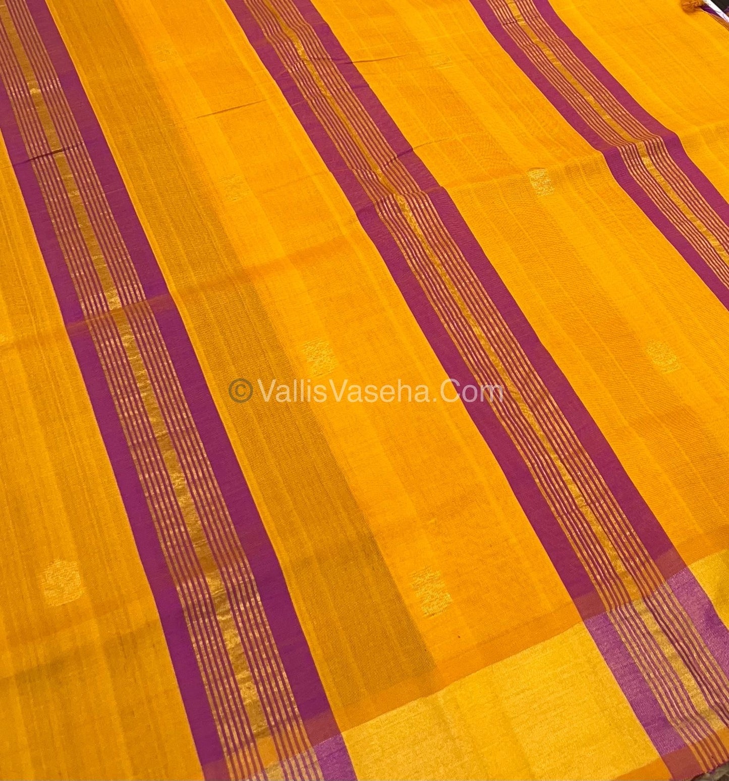 Semi Silk Cotton Saree - Purplish Pink & Yellow Combo - VVSSC001