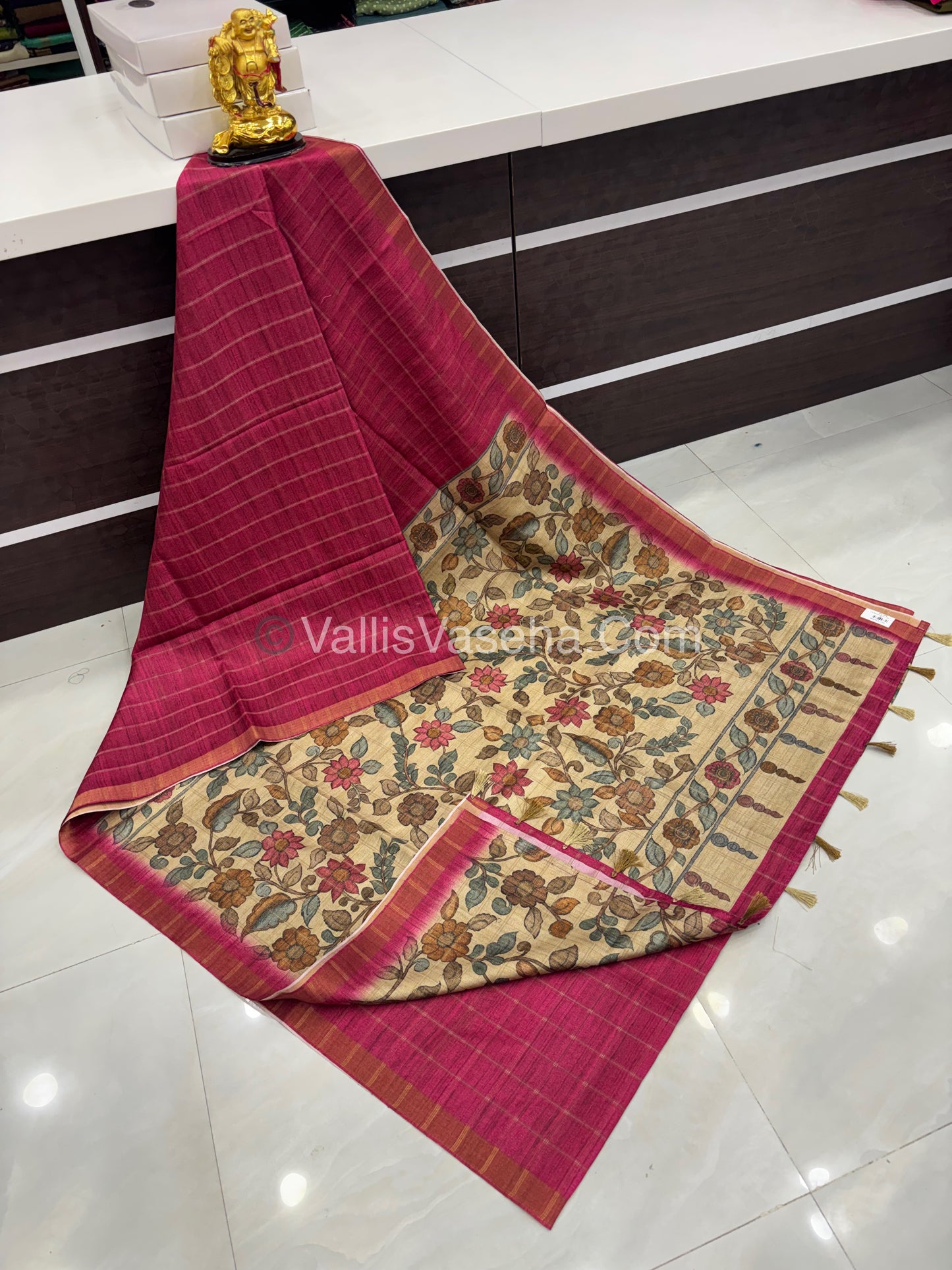 Semi Gicha Tussar Saree - checks pattern - VVSGT001
