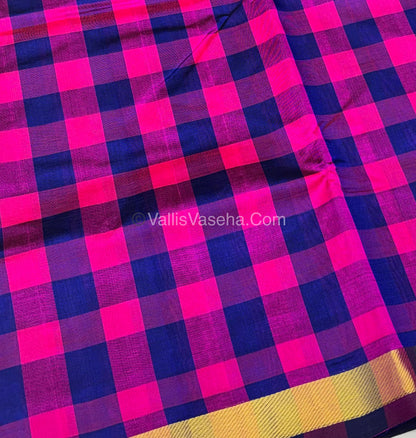Pure Silk Cotton Saree - Nayantara Checks - Retta Petta Border - VVNCS001