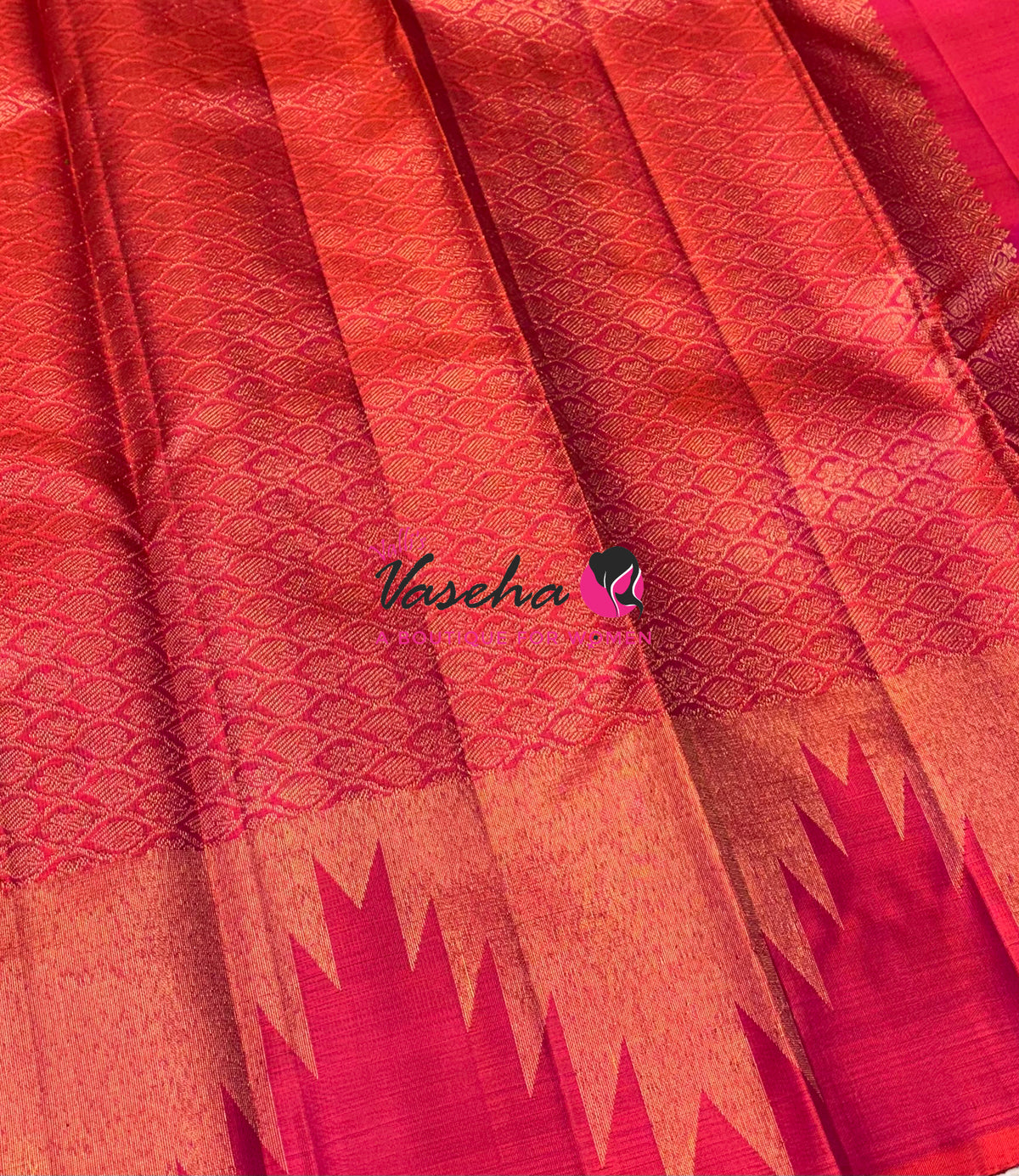 Pure Vintage Kanchipuram Silk Saree  - 8 Kol Weaving - Peach Shade VVPS019