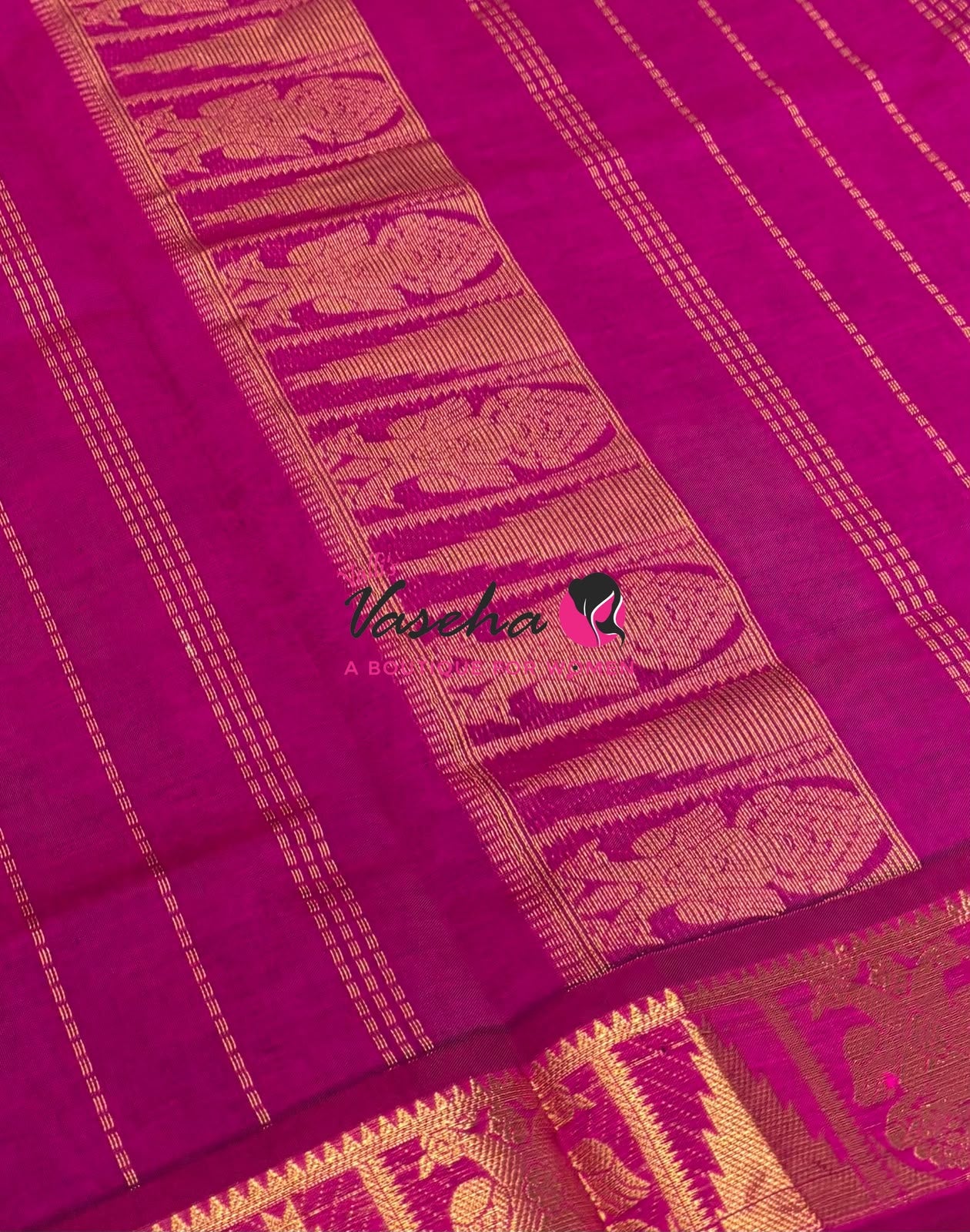 Semi Silk Cotton Saree - Small Zari Butta  - Retta Mayil Border- VVSSC015
