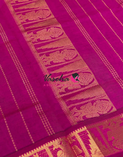 Semi Silk Cotton Saree - Small Zari Butta  - Retta Mayil Border- VVSSC015