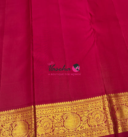 Pure Vintage Korvai Kanchipuram Silk Saree - Ivory/Cream & Maroon Combo - VVPS034