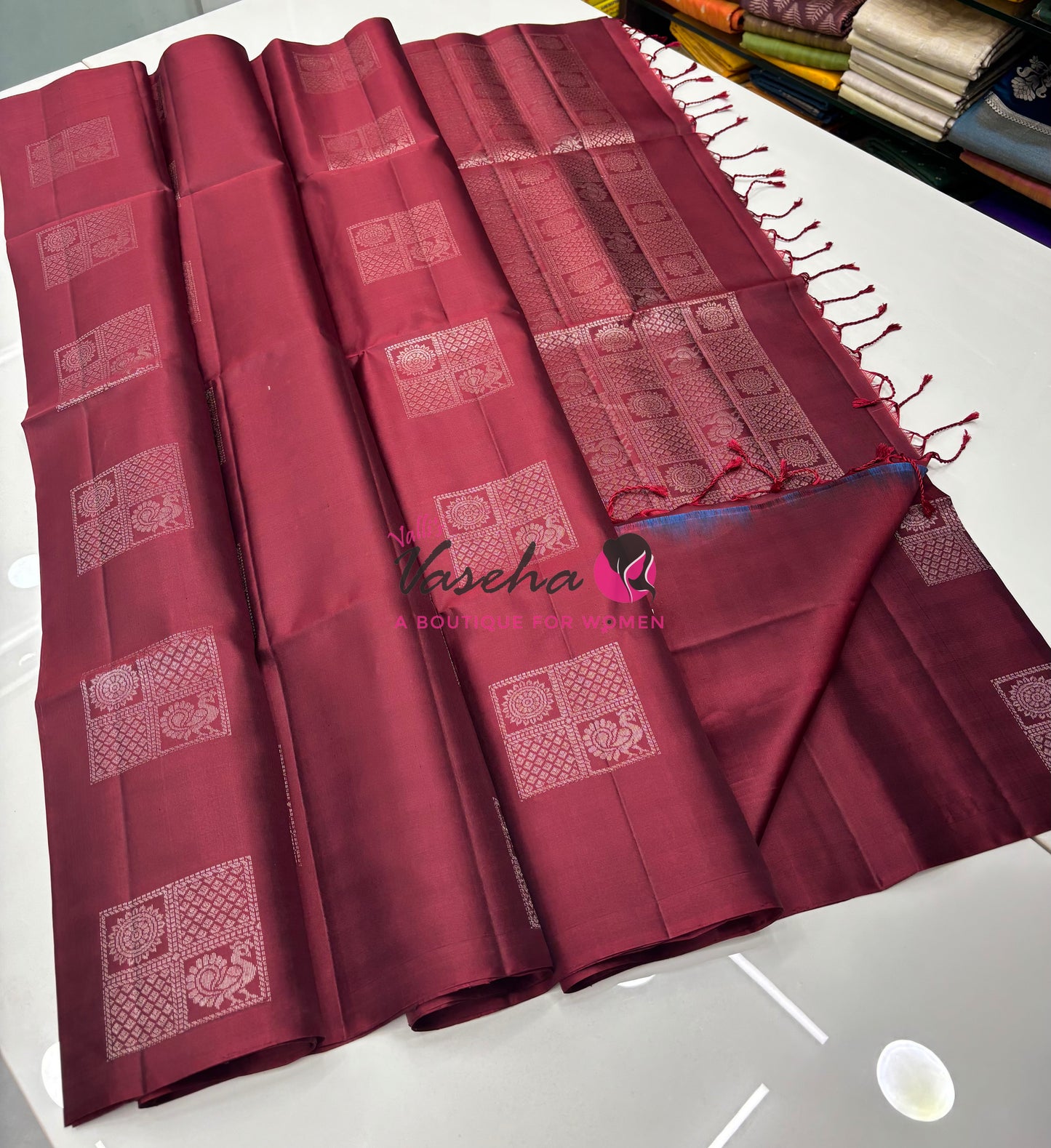Pure Soft Silk Saree - Border Less - Maroon Shade - VVPSS080