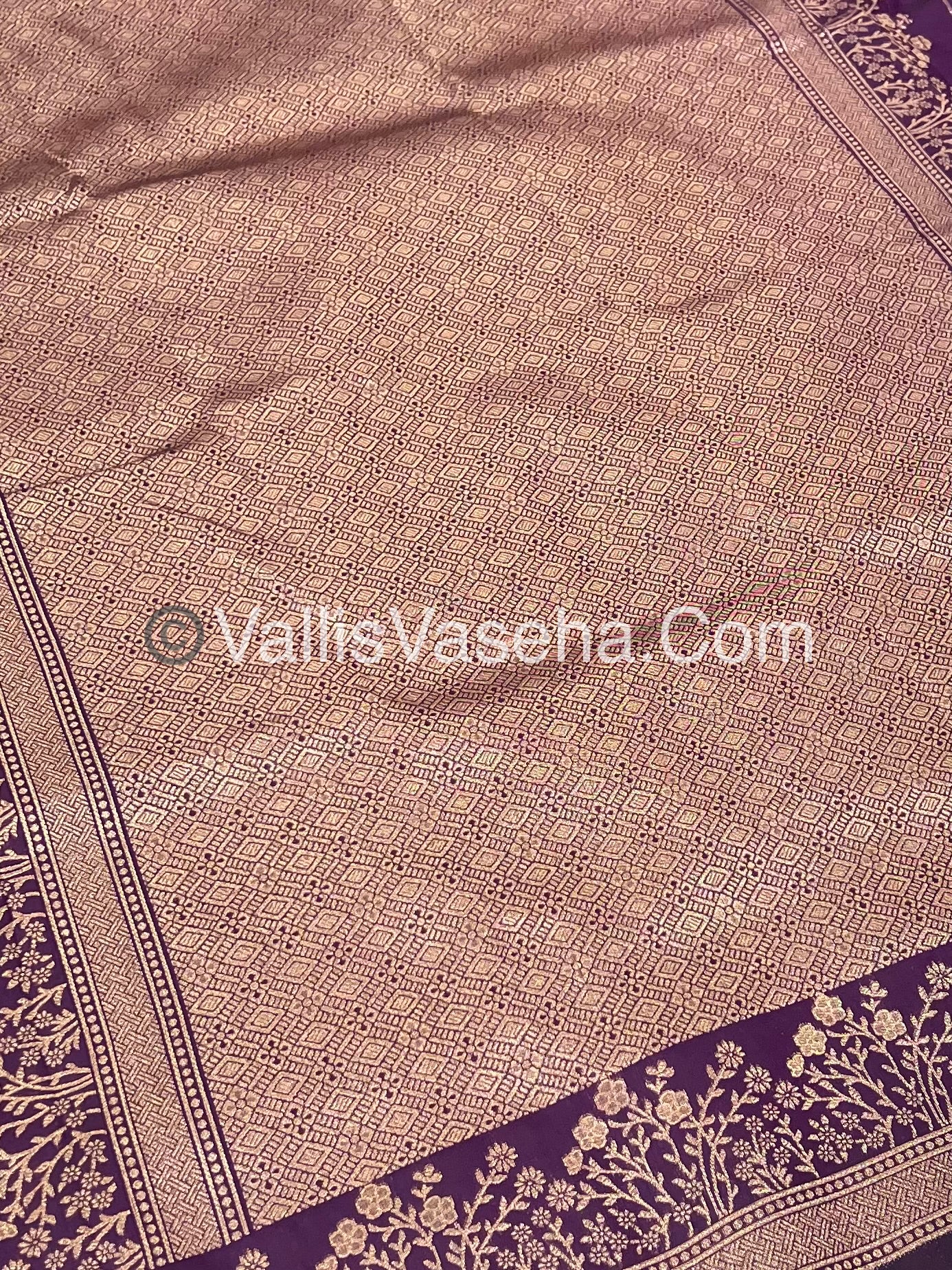 Semi Soft Silk with Border - Dark Purple Shade -VVSSS013