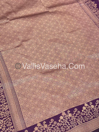 Semi Soft Silk with Border - Dark Purple Shade -VVSSS013