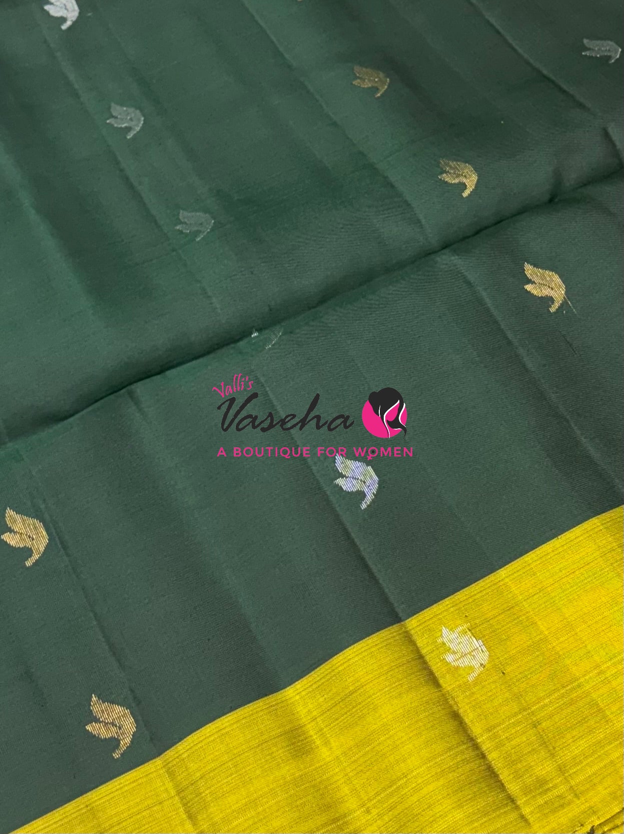 Half Mixed Soft Silk Saree - Green & Green  - VVPSS073
