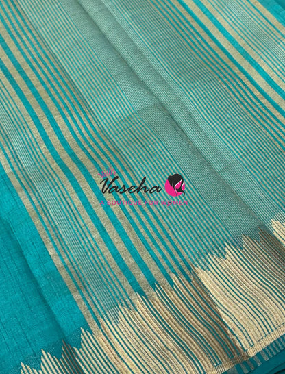 Semi Tussar Silk Saree | Blue  Shade |VVSTS051