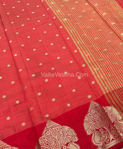 Semi Tussar Silk Saree - Red Shade - VVSTS036