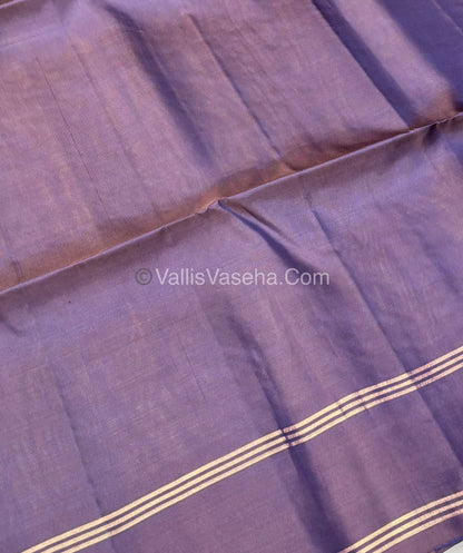 Pure Soft Silk Saree - Kolam Design - Olive Green & Purple Shade - VVPSS074
