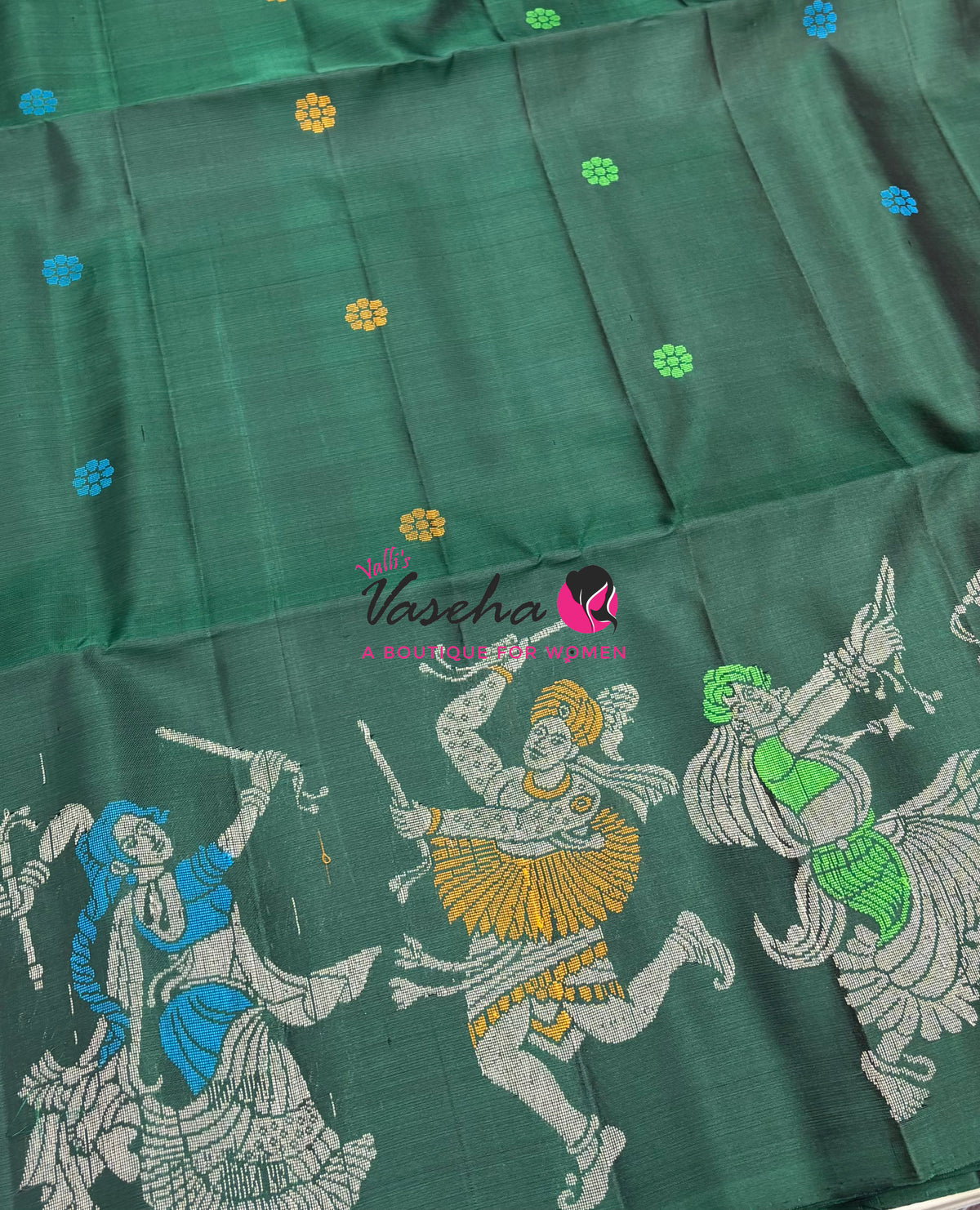 Pure Soft Silk Saree  - Green With Cream Combo - VVPSS139