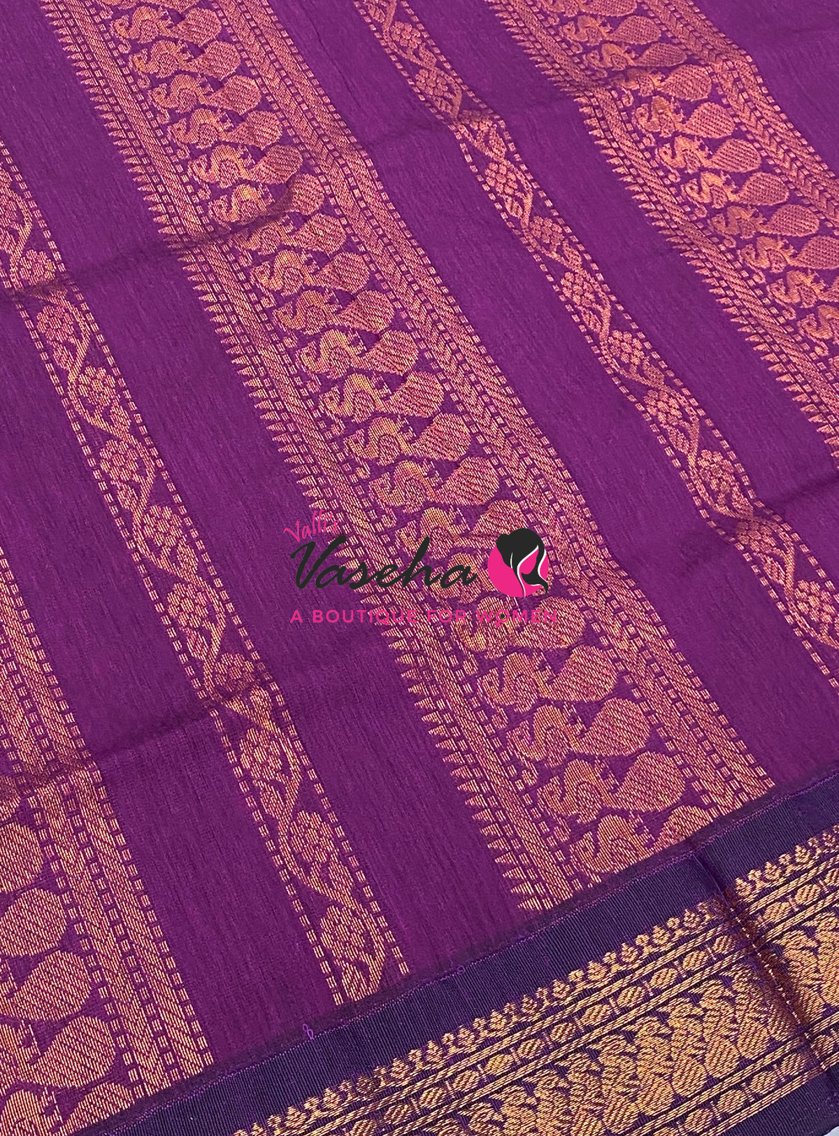 Kalyani Cotton Saree - Green  With Purple Shade - VVKC002