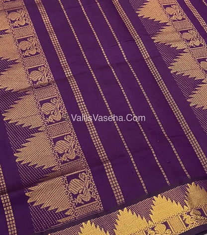 Semi Silk Cotton Saree - Pink With Dark Purple Shade - VVSSC005