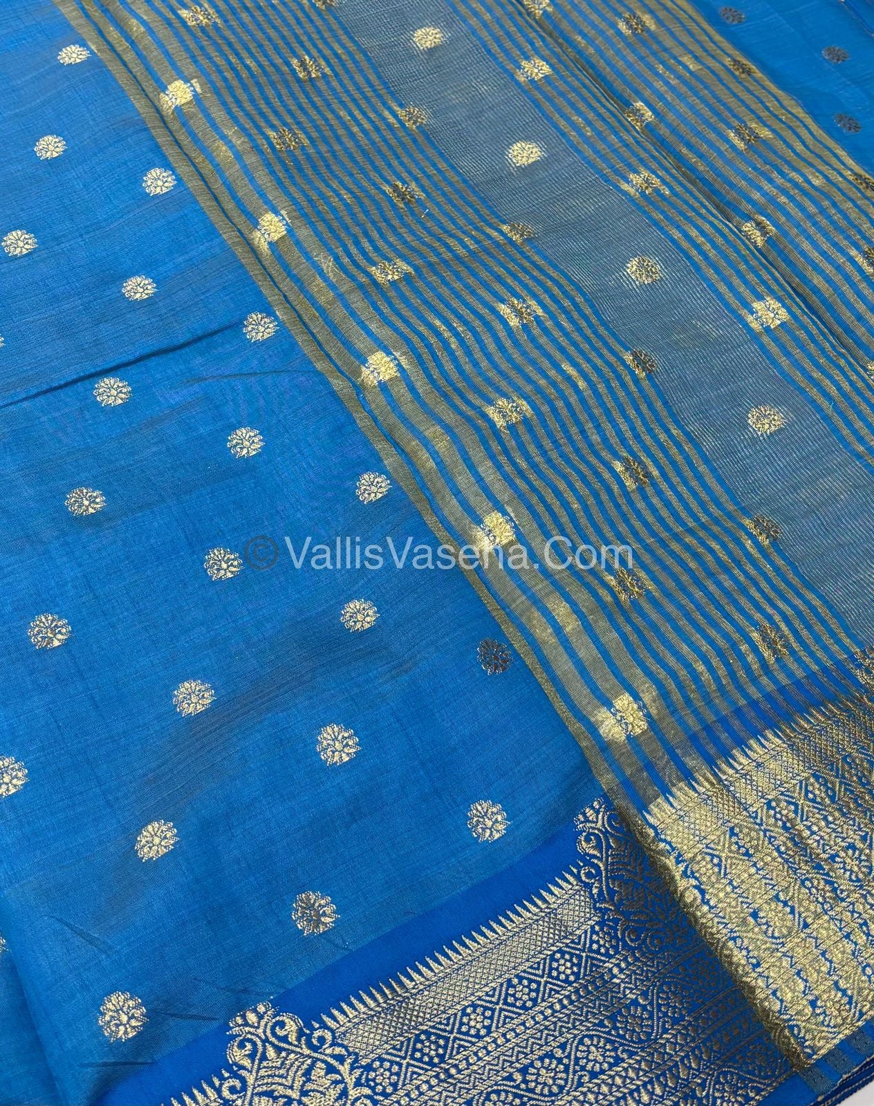 Semi Tussar Silk Saree -  Blue shade - VVSTS032