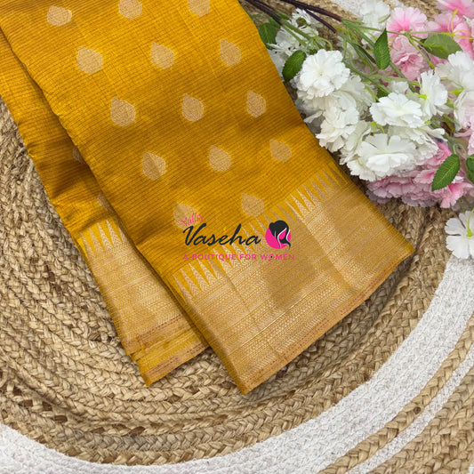 Semi Tussar Silk Saree | Yellow Shade |VVSTS053