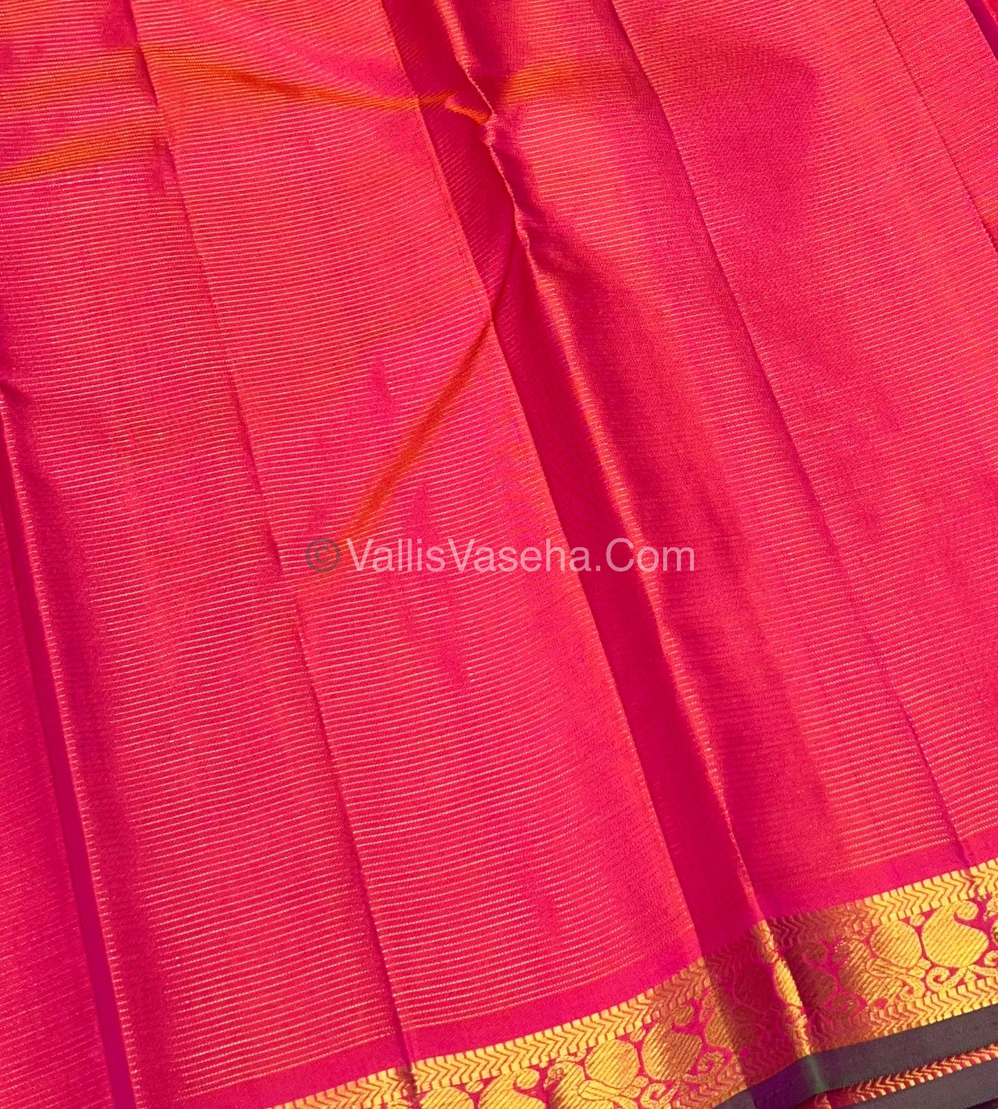 Pure Kanchipuram Silk Saree - Vaira Voosi design - Peachish Pink shade - VVPS022