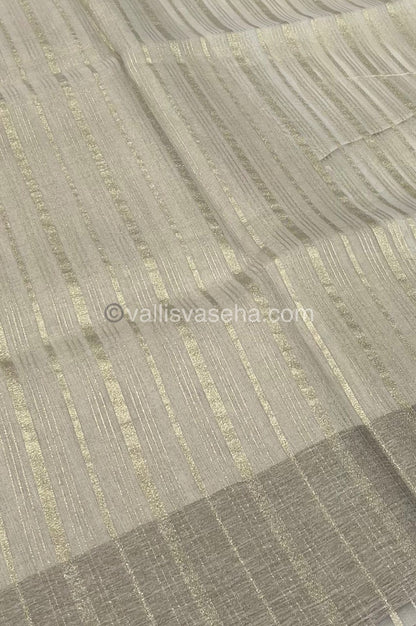 Organza Saree - Light Creamish Chikko - VVOS001