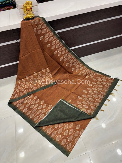 Art Tussar / Art Silk - Orange & Green  Shade - VVATS001
