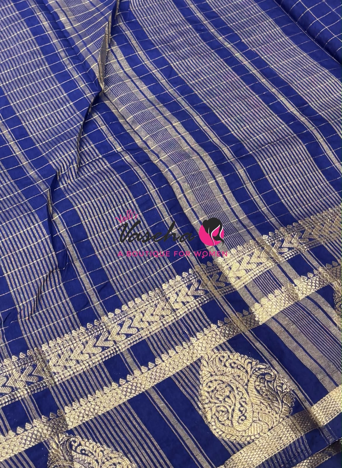 Semi Tussar Silk Saree | Dark Blue Shade |VVSTS061