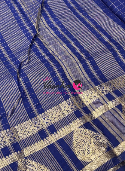 Semi Tussar Silk Saree | Dark Blue Shade |VVSTS061