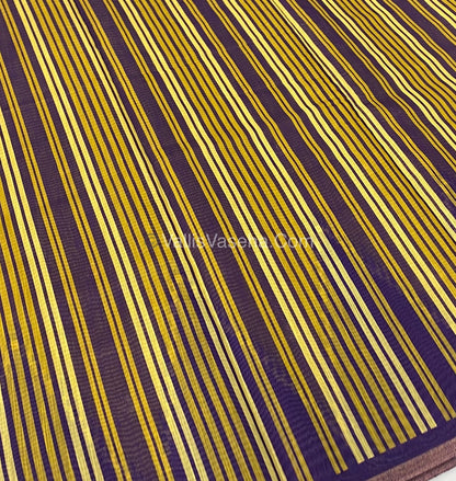 Semi Chanderi Saree - Mustard & Violet Combo - VVSCS003