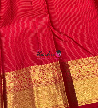 Pure Kanchipuram Silk Saree - Vairavoosi Design  - Red Shade - VVPS060