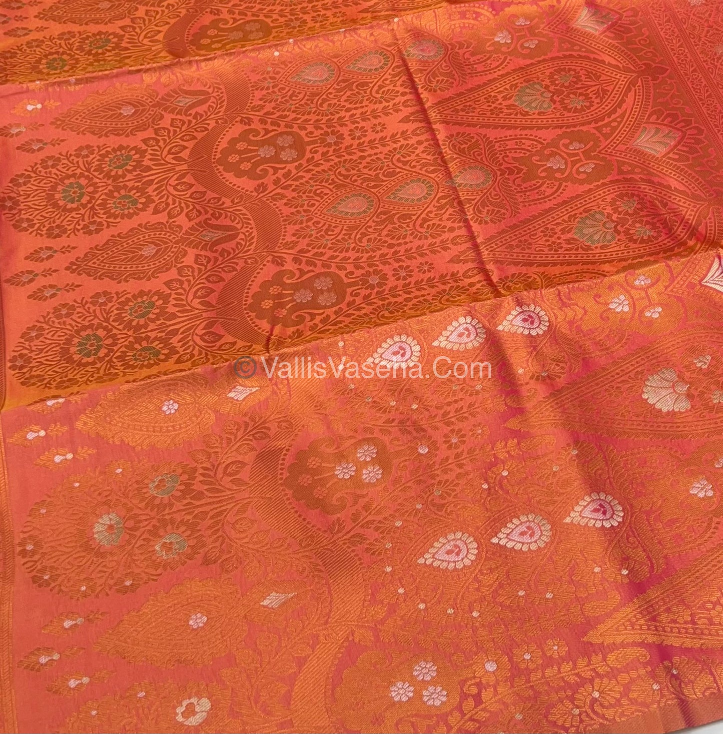 Semi Soft Silk - Border Butta - Peachish Gold  Shade -VVSSS010