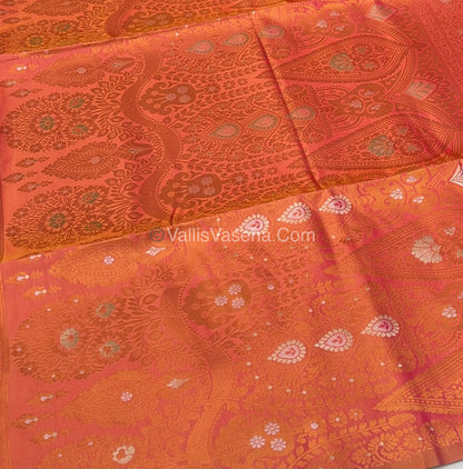 Semi Soft Silk - Border Butta - Peachish Gold  Shade -VVSSS010