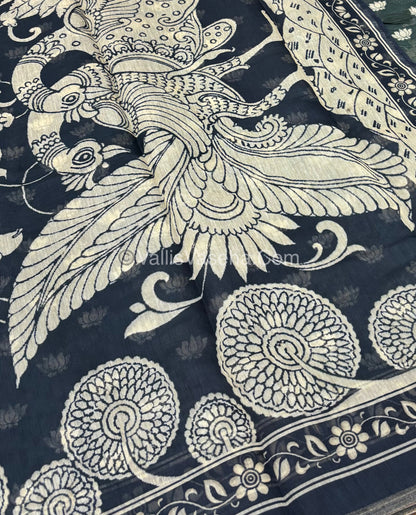 Semi Chanderi Saree - Green Shade - VVSCS007