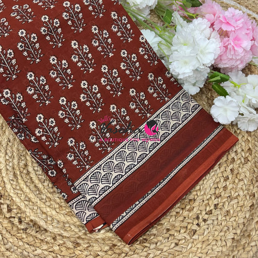 Pure Soft Mul Mul Cotton Sarees - Hand Block Prints - VVMMC011