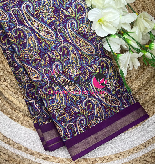 Casual Wear - Fancy Printed Silk  - Purple Shade - VVFPS001